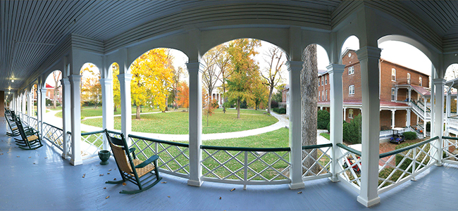 rocking chairs, porch of Main