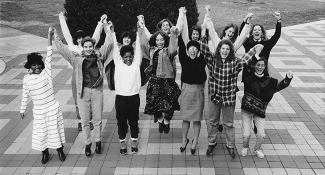 Students celebrating, 1991