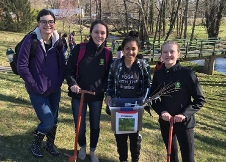 Photo of students planting trees