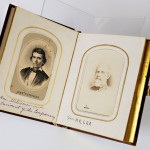 Album of Civil War figures, opened to photographs of Robert E. Lee (right) and Alex H. Stephens (left).