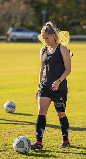 Soccer player at practice