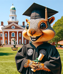 DALL-E created squirrel graduate