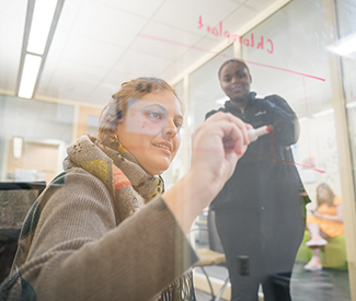 Students in Dana Science Building study room