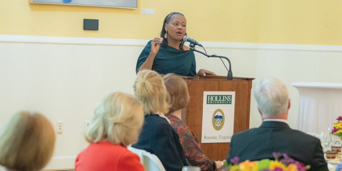 President Dana Hinton speaking at Celebration of Philanthropy event