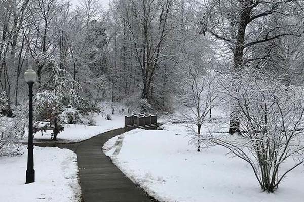 Winter Campus Scene