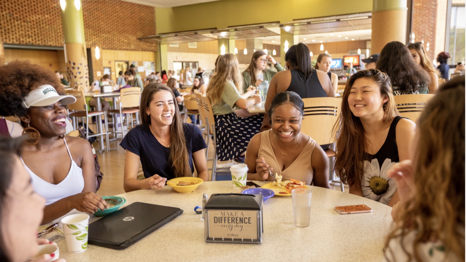 students eating together