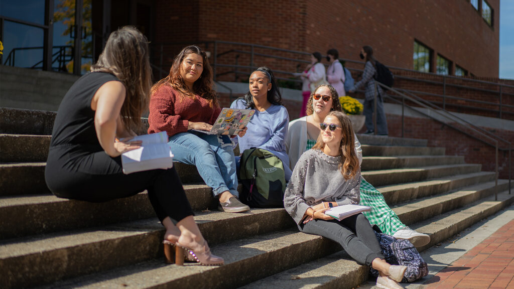 Programs - Gender and Womens Studies - Hero image - Moody Plaza Chenette students