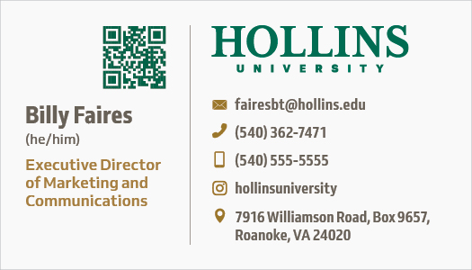 Hollins business card