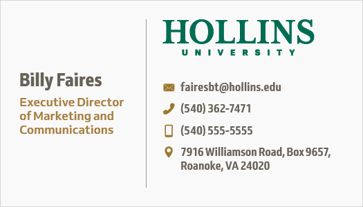 Hollins business card