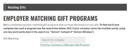 Matching Gift Program